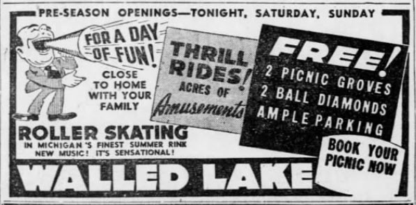 Walled Lake Dance Pavillions - 05 May 1950 Roller Rink Ad